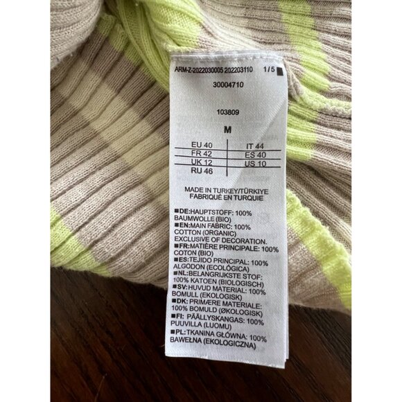 Armedangles Alaania Round Neck Striped Long Sleeve Ribbed Knit Sweater Medium - Picture 8 of 8